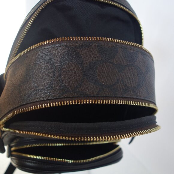 COACH mini Court signature canvas backpack brown and black C8604 EUC - Picture 9 of 13